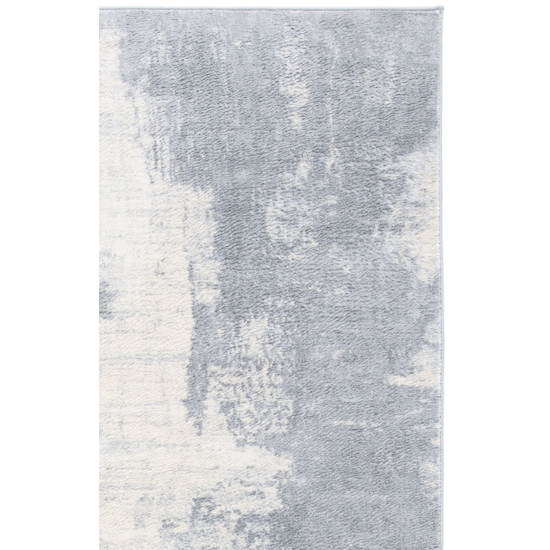 Adilene Abstract Light Gray/Ivory Area Rug, Runner 2' x 8'
