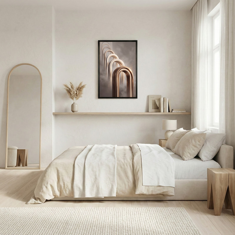 Art sur toile concentrique bronze Arches In Misty Fog, H 30 po x l 20 po