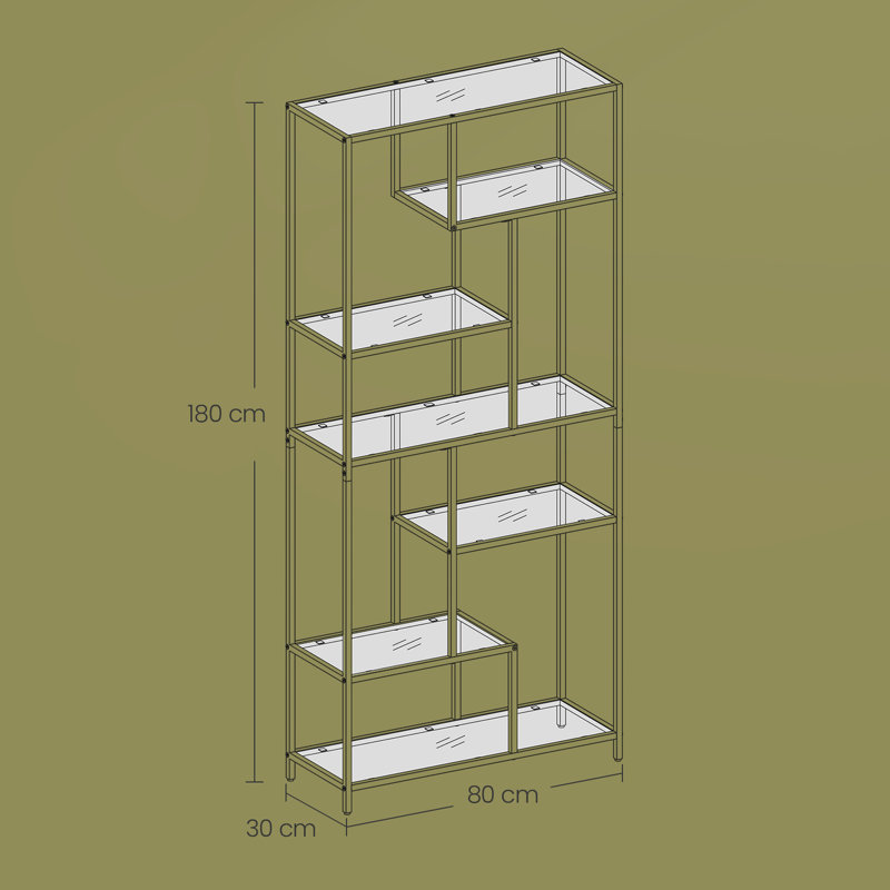 180cm H x 80cm W Steel Bookcase, Black
