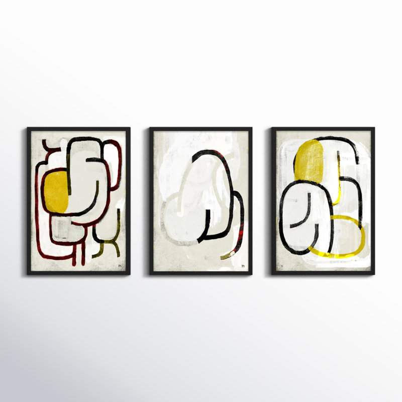 Somewhere. Set Of 3 Print by StudioM, Black, 25" H x 52.5" W x 1.25" D