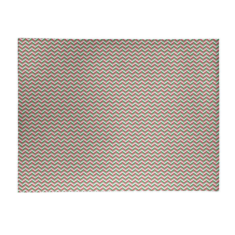 Tapis rouge/vert chevron fait main, Rectangle 8 pi x 10 pi