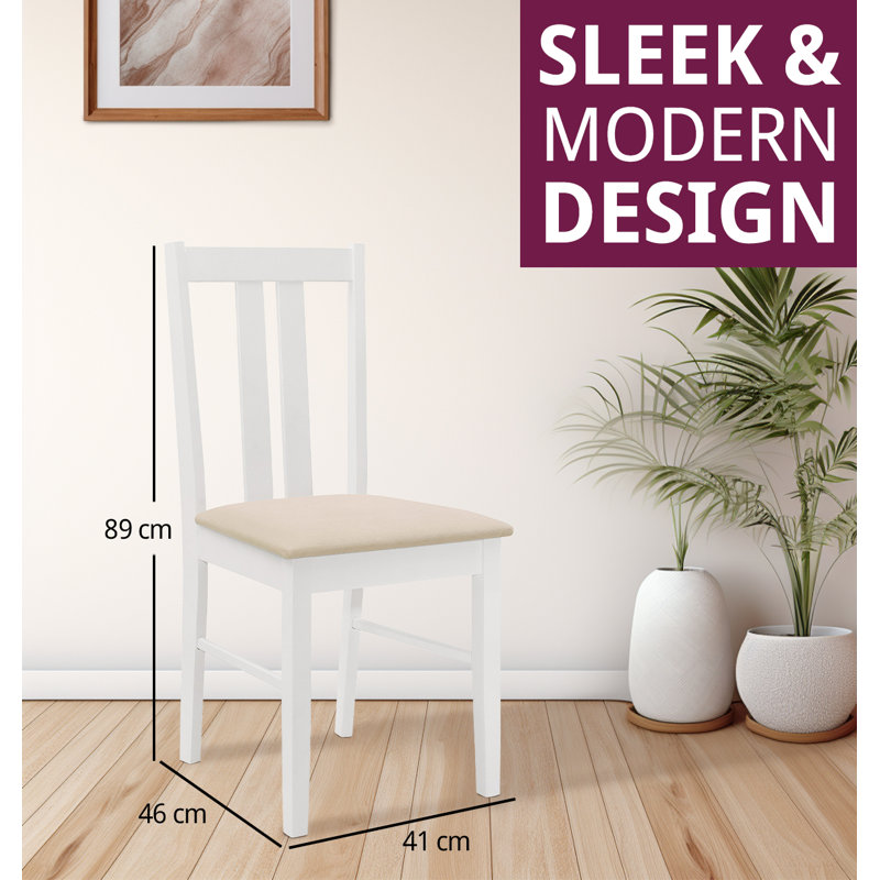 Ahwahnee 43cm H Fabric Upholstered Slat Back Side Chair, White