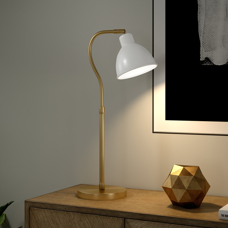 Lampe de bureau 25,25 po Vincent, Laiton / blanc, Blanc mat