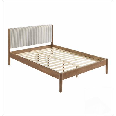 Lit plateforme Vichy en hévéa en noyer clair, grand, durable et élégant pour les chambres modernes