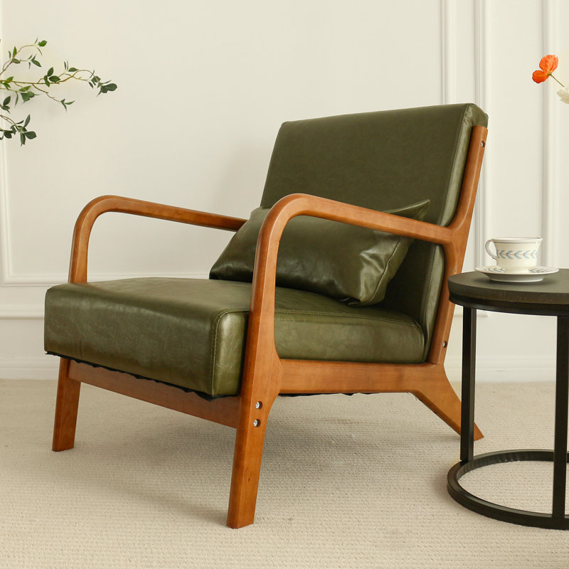 Ihar Faux Leather Accent Chair, Green Faux Leather