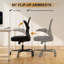 Chaise de bureau ergonomique en filet avec support lombaire réglable, accoudoirs rabattables et dossier haut