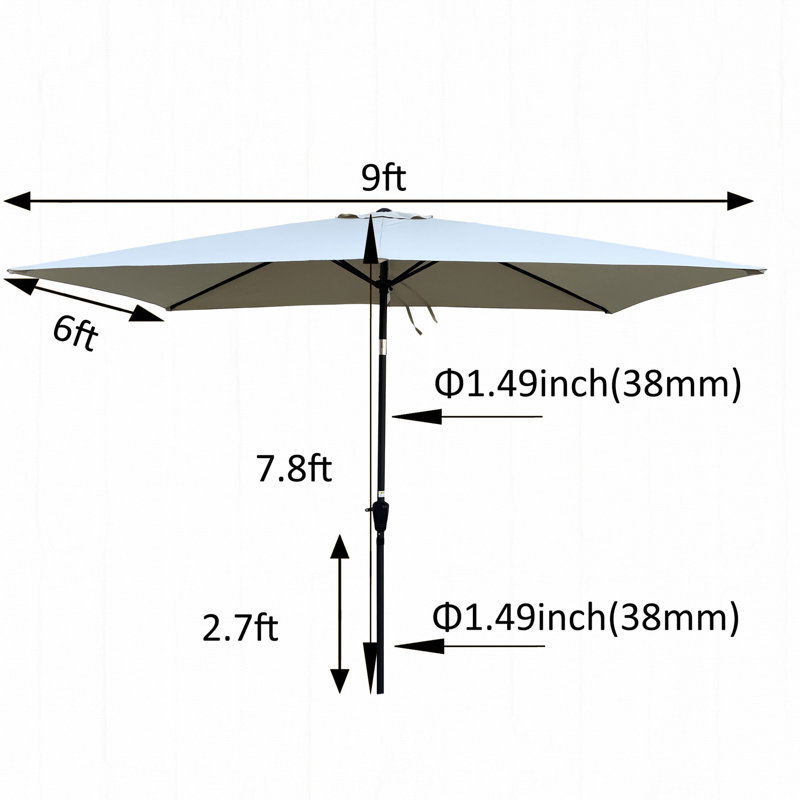 Parasol d'extérieur 6 x 9 pi pour patio, Rosée givrée