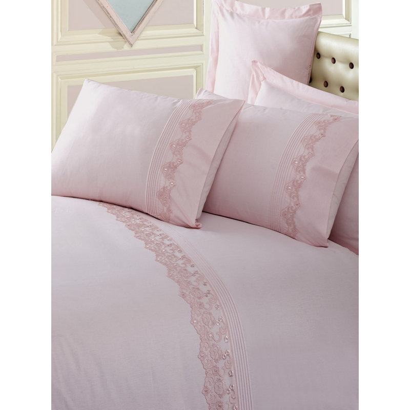 Ensemble de housse de couette 100% coton Stevens 6 pièces rose