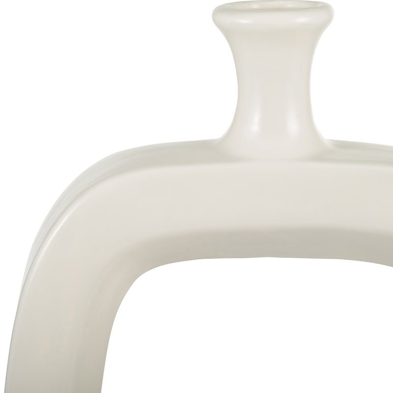 Vase en grès cérame avec motif géométrique ouvert Craigban, Ivoire/beige, H 18 po x l 10 po x P 3 po