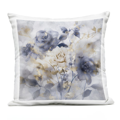 Muted Roses with Glam Detail Design by Irene Weisz Outdoor Printed Pillow