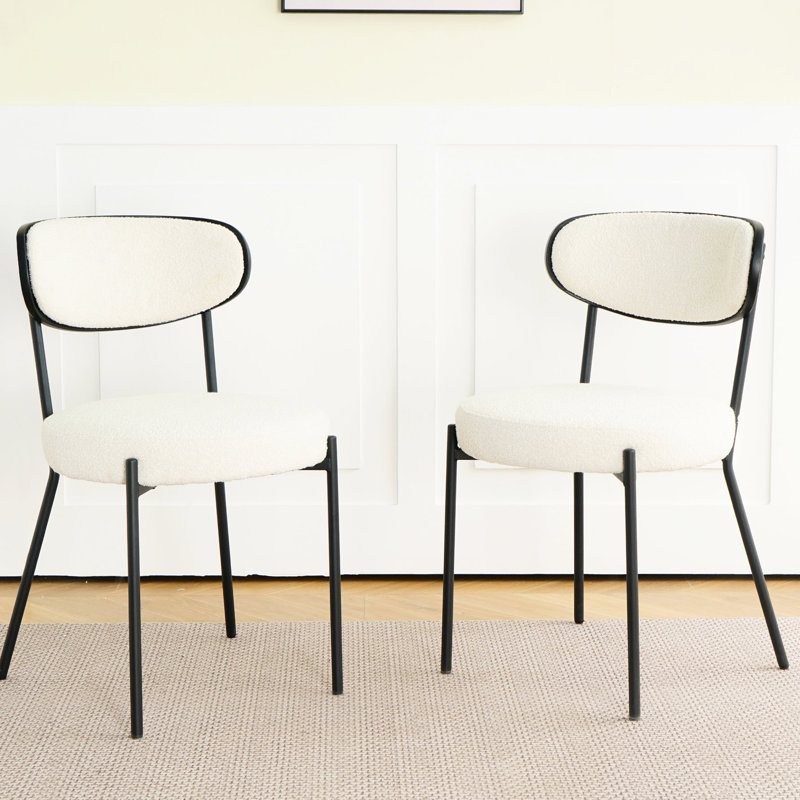 Siège de salle à manger à 2 boucles - dossier en placage de frêne, pieds en métal, crème, ergonomique, assise de salle à manger élégante et silencieuse