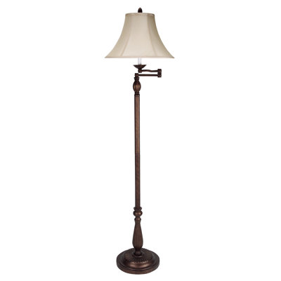 Nicholson 62'' Antique Brass Swing Arm Floor Lamp