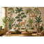 Papier peint botanique rétro avec motif de jungle tropicale-129446141-129446148