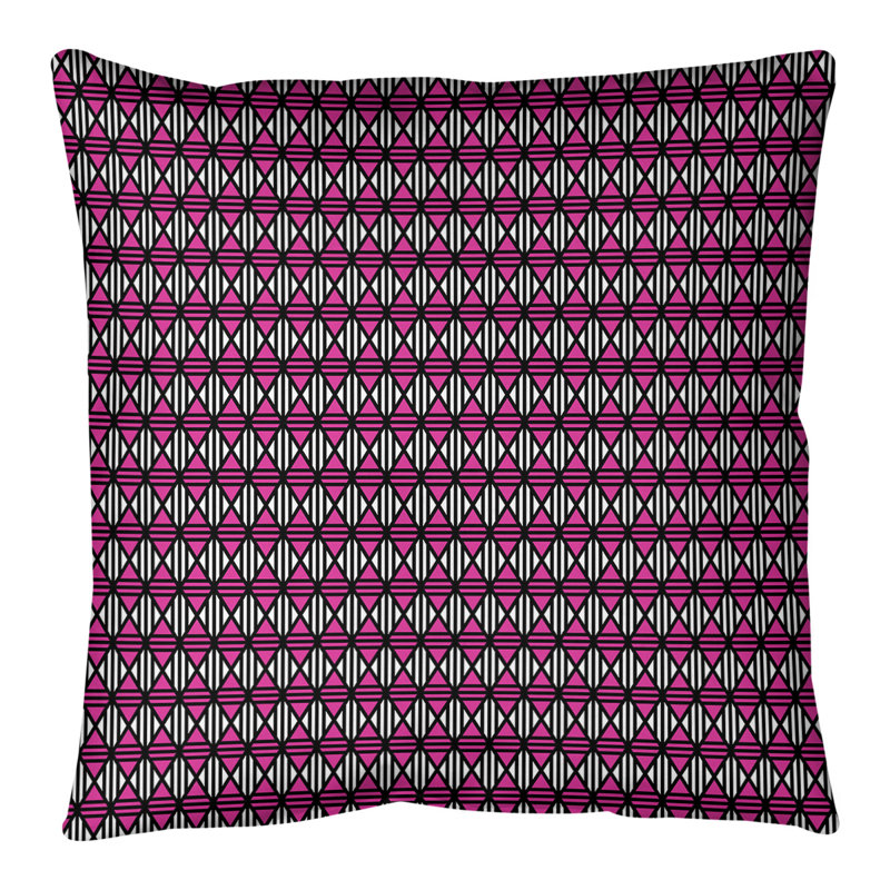 Coussin de sol Katelyn Elizabeth, 28 po x 28 po, Noir / Rose