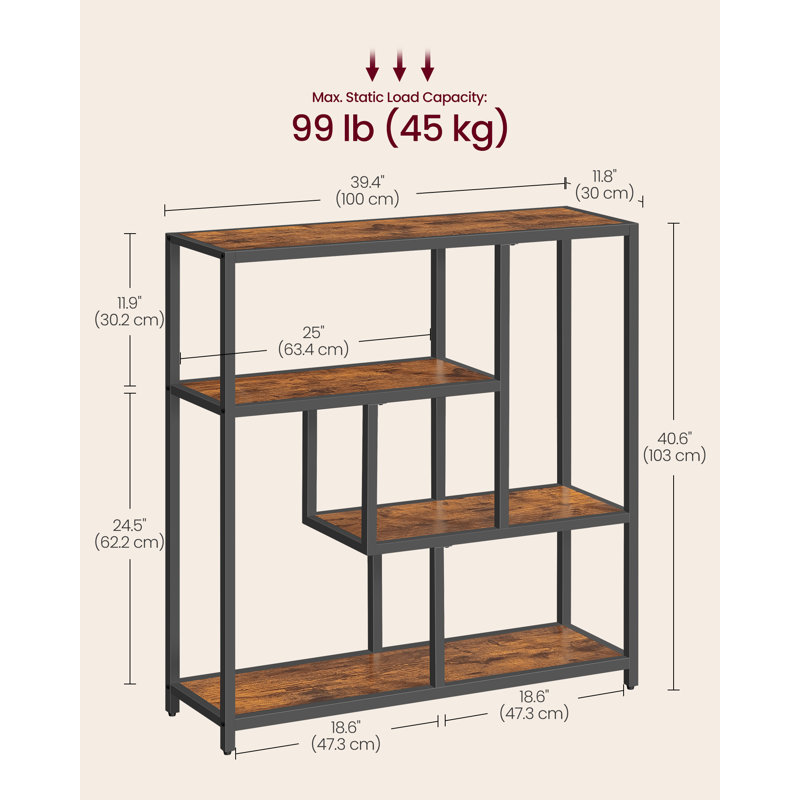 Aisma 103cm H x 100cm W Steel Etagere Bookcase