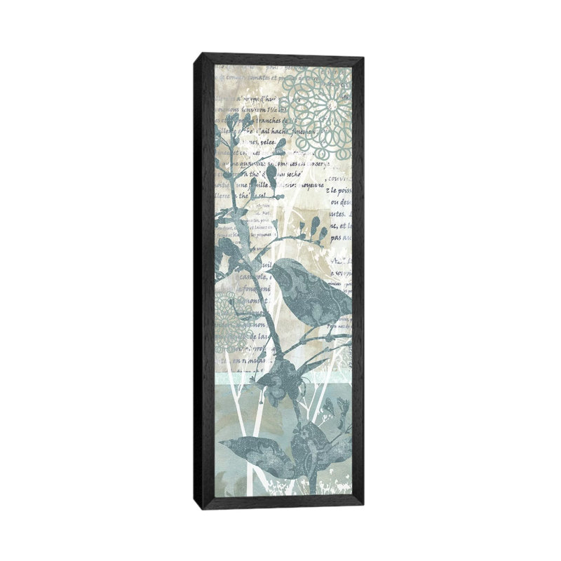 Winter Birds II 1 Piece Panoramic Wall Art on Canvas, 30.48 cm H x 91.44 cm W, Black Framed