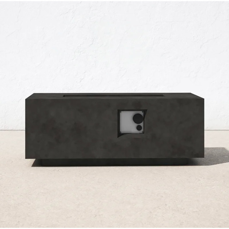 Table de foyer extérieur rectangulaire au propane en béton Rashid, Gris anthracite, H 15 po x l 48 po x P 30 po