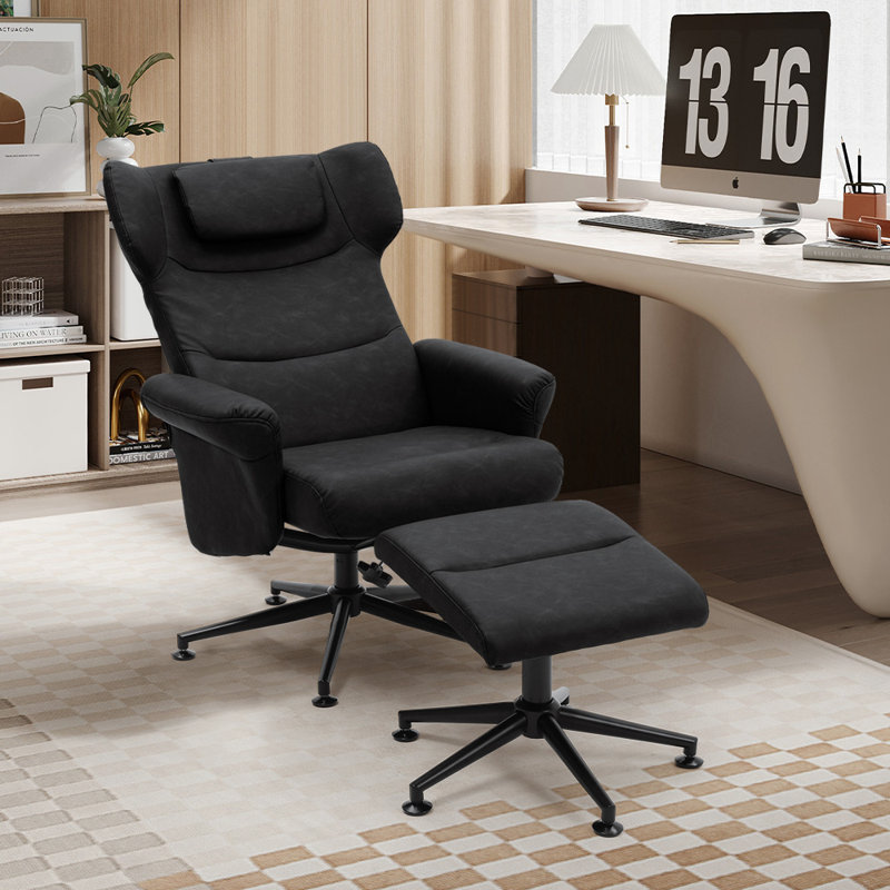 64cm Wide Swivel Standard Recliner, Black
