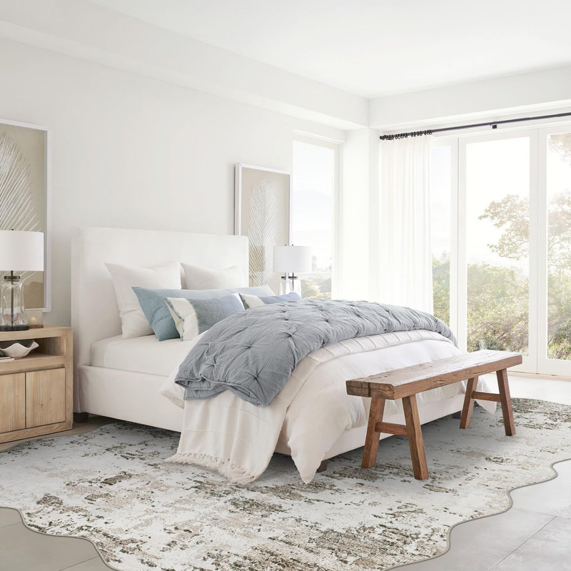 Rectangle Abstract Washable Area Rug, Rice brown, 200*290cm