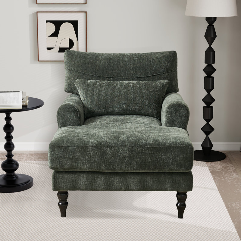 Modern Leisure Single Sofa Chair Comfy Reading Side Chair, Green