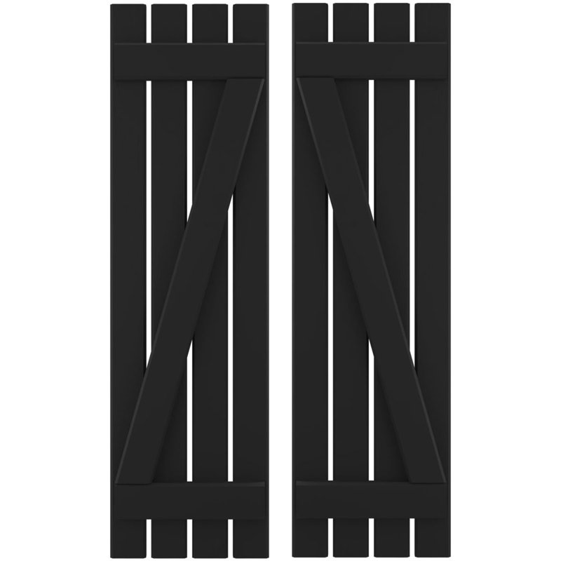 Volets de planche-n-lattes avec barre en Z (par paire) Americraft (2 lattes), Noir, 15 1/2", 63"