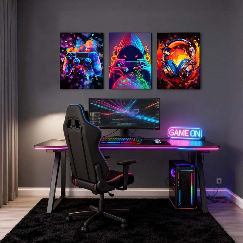 3 Piece Wrapped Canvas Print, 40 cm H x 90 cm W
