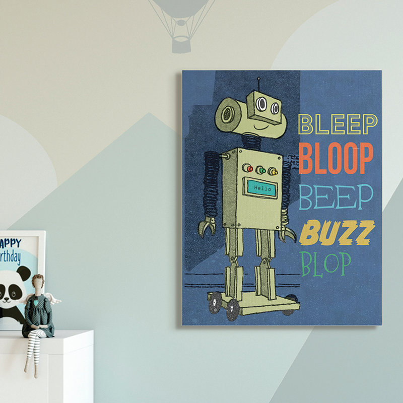 Dessin de robot Ridge Ridge Beep Bloop, H 48 po x l 36 po, Toile tendue