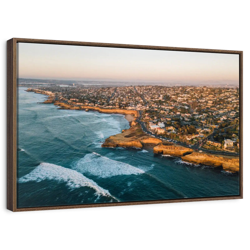 Côte de San Diego, 13 po x 9 po, Cadre flottant noyer