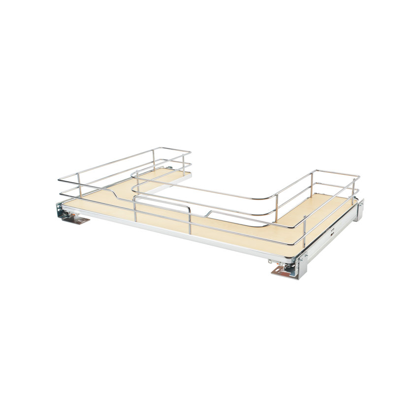 30" Chrome and Maple U-Shaped Pullout Organizer