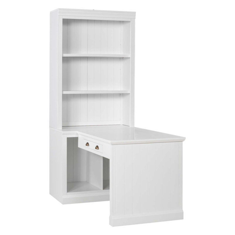 Bibliothèque de 83,4 po de hauteur avec bureau d'écriture, bibliothèque moderne avec bureau d'étude, poste de travail avec tablette de rangement