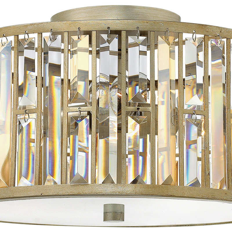 Mereworth 3-Light 16.5" Flush Mount, Silver Leaf