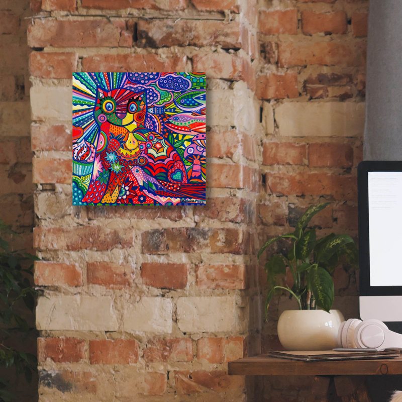 «Pop Cat» par Oxana Zaika, art mural sur toile, H 12 po x l 12 po x P 0,75 po