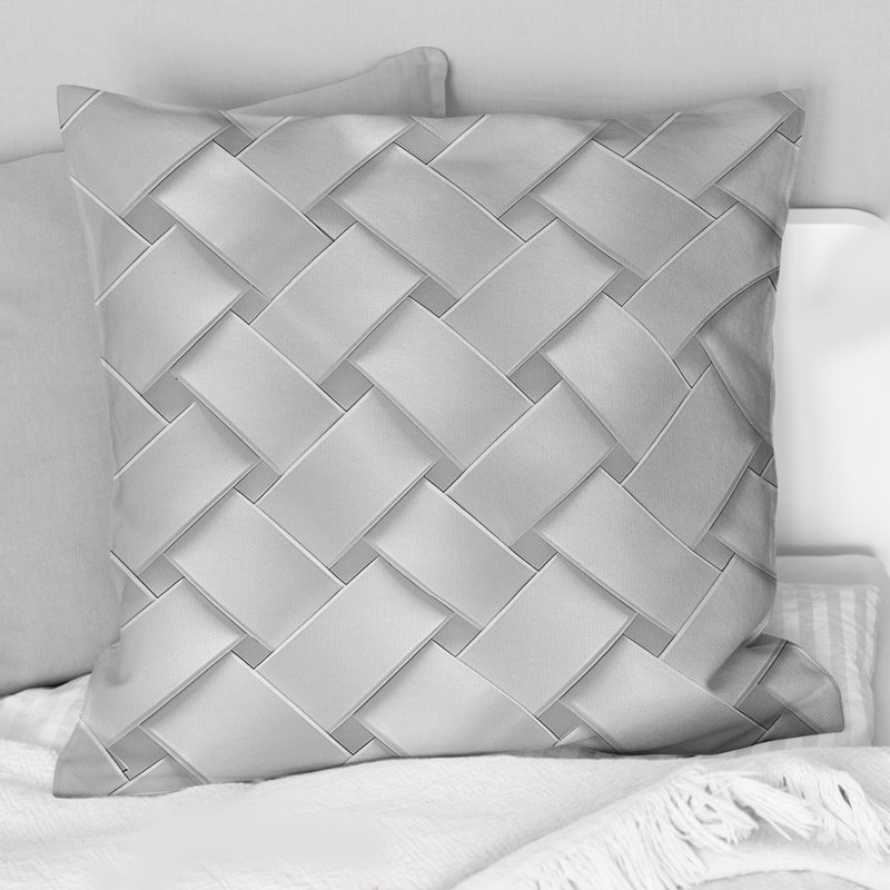 Coussin décoratif gris moderne, H 16 po x l 16 po