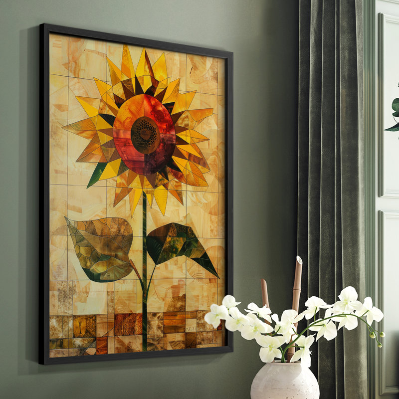 Série FLORAL CDLxxv - reproduction encadrée de qualité supérieure - prête à être accrochée - aucun clou requis, Noir