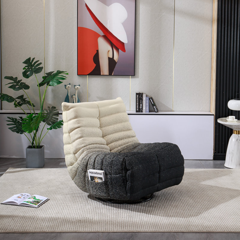 Fauteuil inclinable Kaylina, Velours noir / blanc