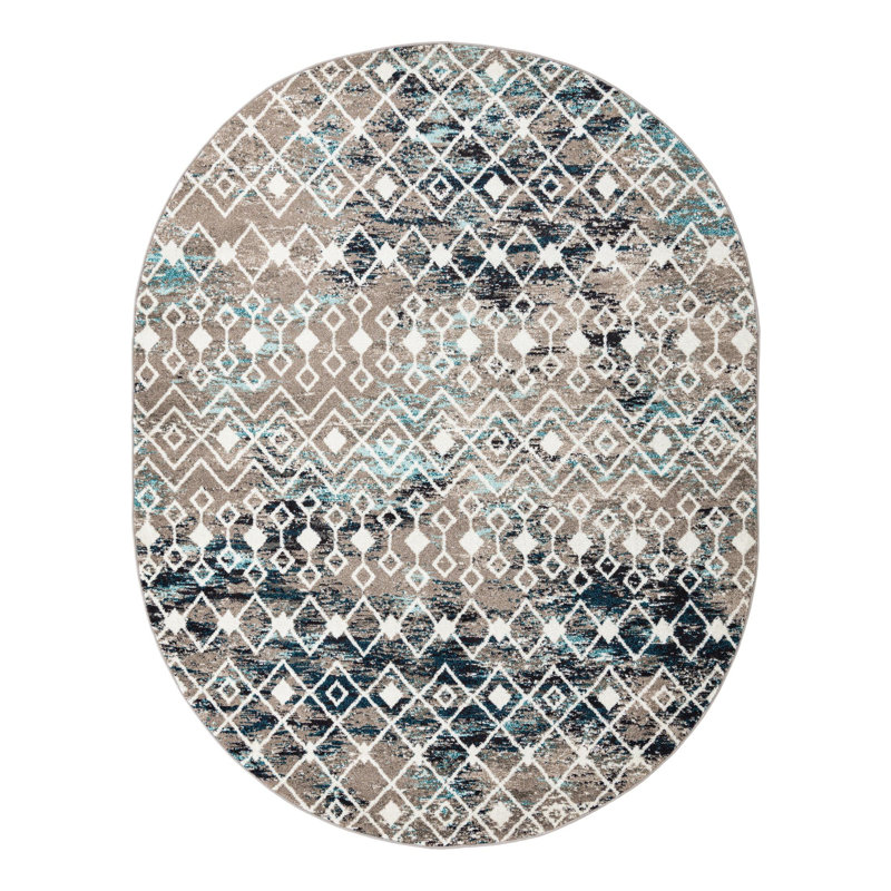Somerville Mona, Ovale 7 pi 10 po x 10 pi, Gris te bleu