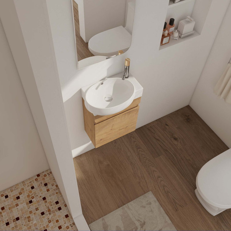 Petit meuble-lavabo 16 "avec lavabo, Chêne