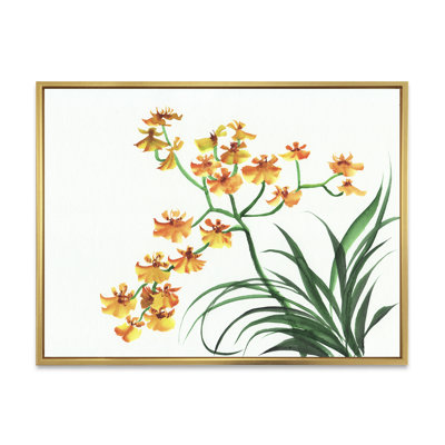 Orchidées jaunes rétro - peinture sur toile