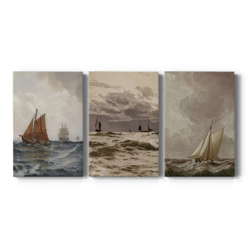 Paysage rétro CCxxv - Toile tendue avec châssis sur mesure - 3 pièces, H 12 po x l 24 po