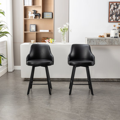 Swivel Bar Stools Set of 2/3/4 Counter Height Bar Stools with High Back Faux Leather Kitchen Counter Stool