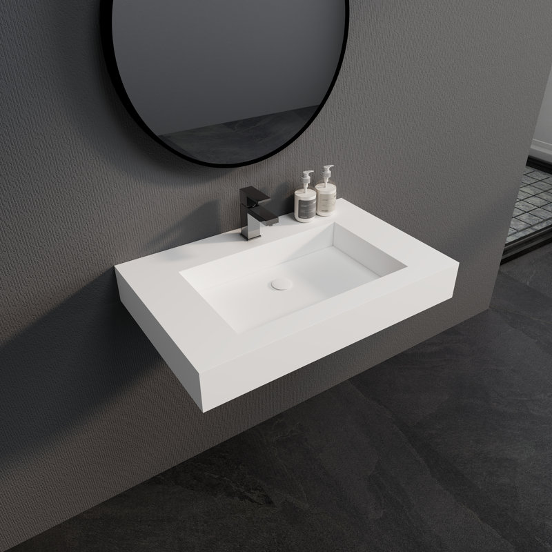 Lavabo de salle de bain rectangulaire en résine 29 1/2 po avec trou pour robinet 29 1/2 po