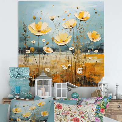Jaune Buttercups Buttercup Meadow - décoration murale florale en métal
