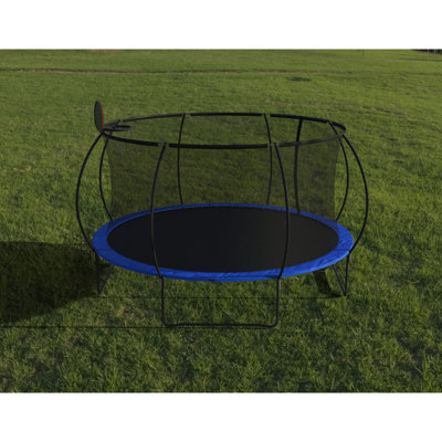 14 FT Pumpkin Trampoline, Outdoor Trampoline With Basketball Hoop, Enclosure Net And Ladder