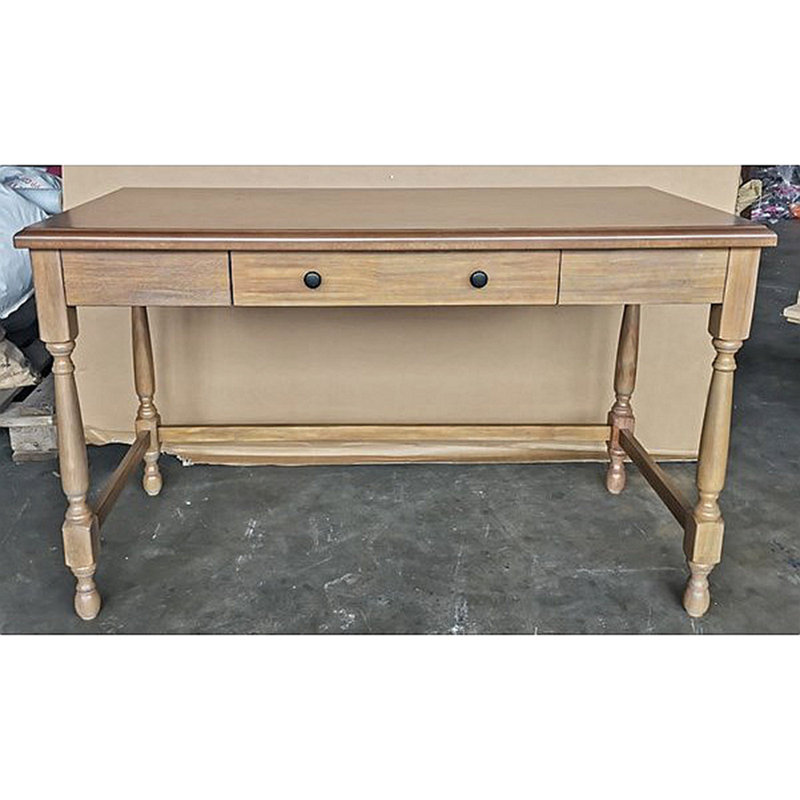 Solid Wood Desk With 1 Drawer And Turned Legs