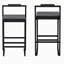 Tabourets de bar rembourrés en velours (noir et gris, ensemble de 2)-2071054417-2071054416