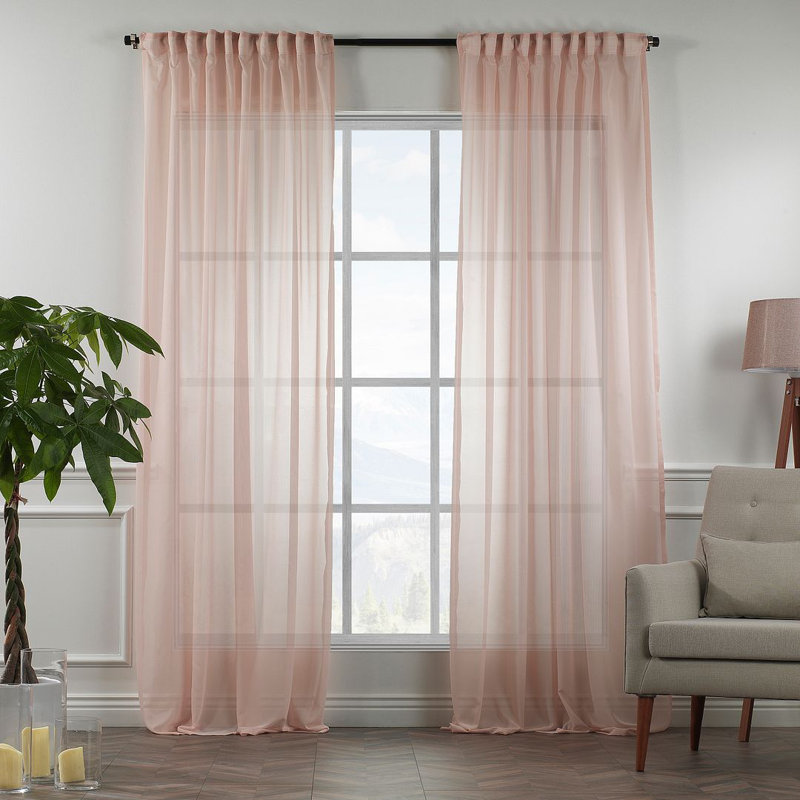 Extra Long & Extra Wide Chiffon Faux Silk Crep Single Panel Curtain, Pink, 140cm Width x 375cm Drop