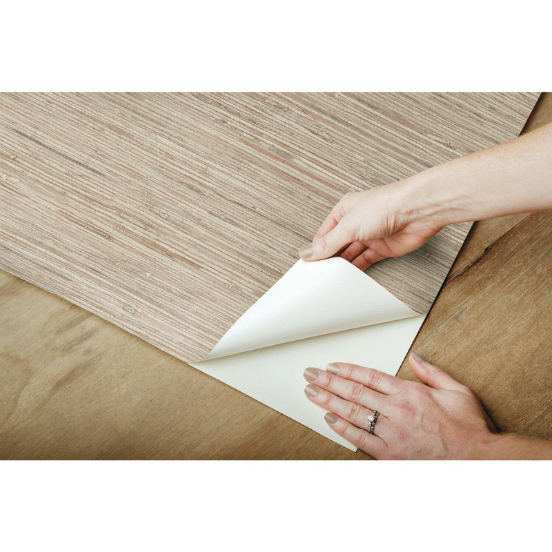 Eske Peel & Stick Striped Roll, Pink/Taupe