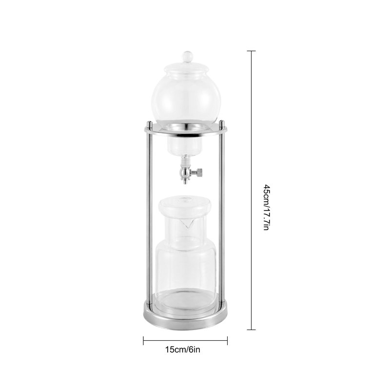 Cafetière 17,7 po Luxury Ice Cold Brew Dripper 600 ml (or), Argenté