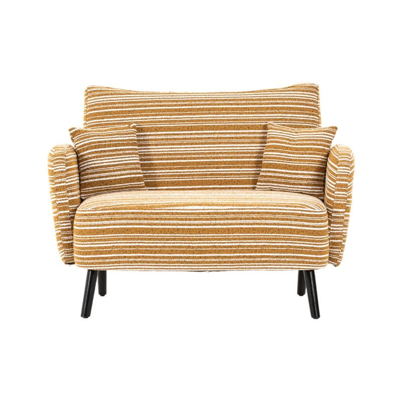 Canapé à deux places de style moderne avec accoudoirs confortables, coussins d'accoudoirs et poches de rangement, canapé à deux places profond, canapé moderne et confortable pour chambre à coucher, petits espaces, appartements et
