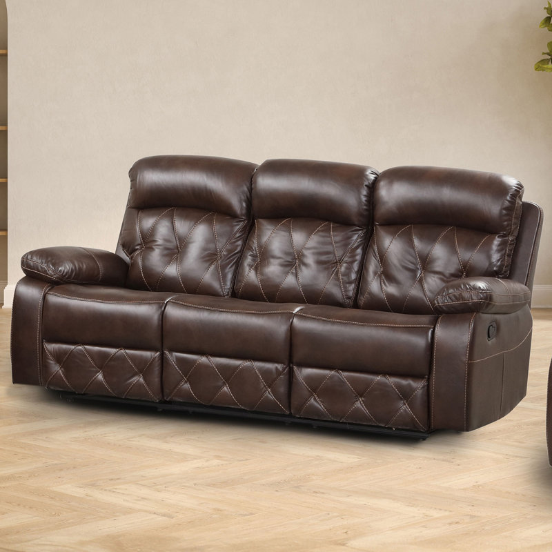 84.4" W Transitional Sofa, Brown